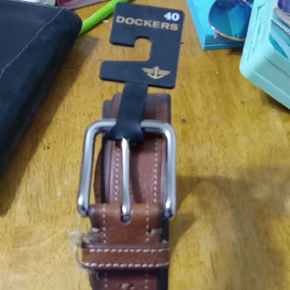 Dockers Handcrafted Genuine Brown Leather Belt for Men